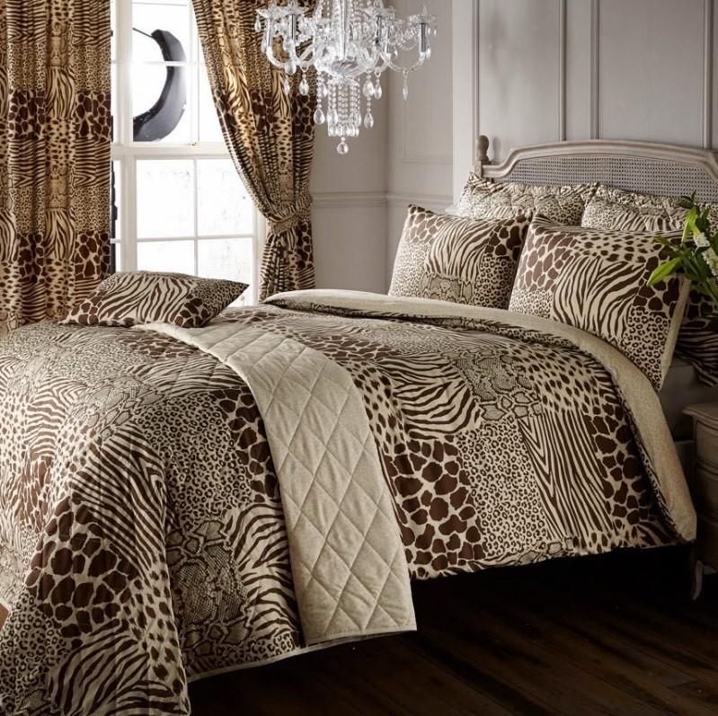 8pcs safari animal print king bed duvet cover curtains