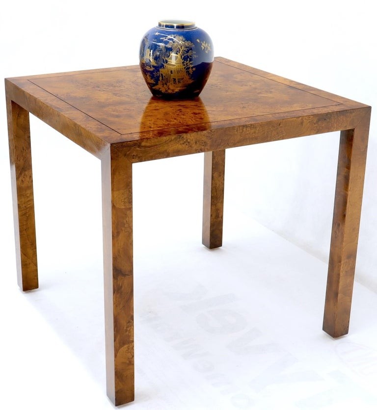 Burl wood mid century modern parsons style game table at