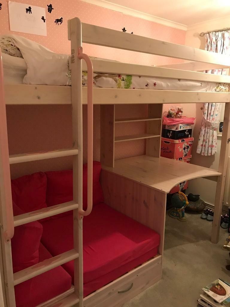 Cabin bed with desk and extra pull out bed single
