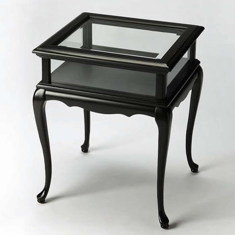 Chelmsford curio table glass top display table black