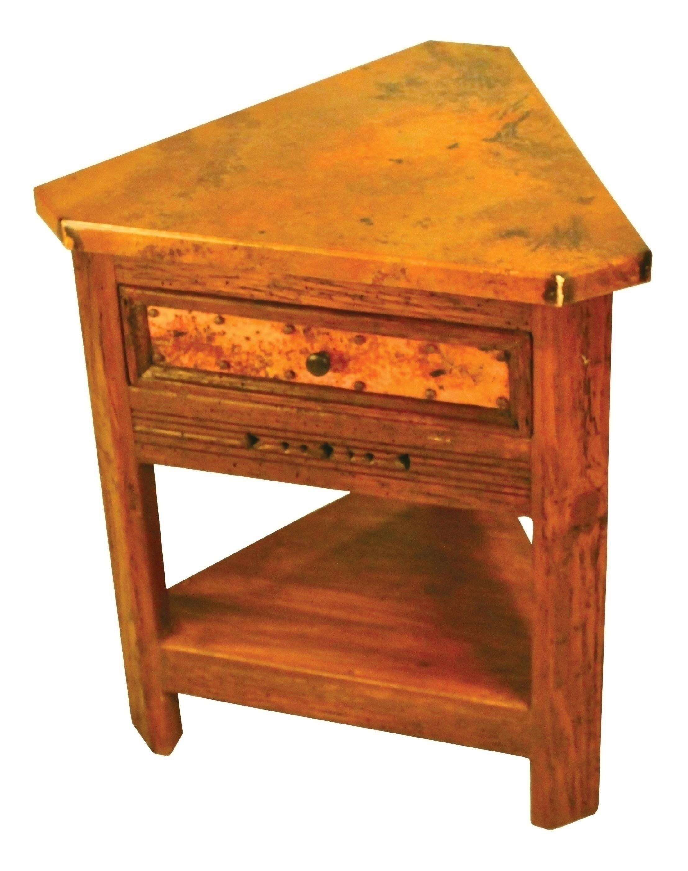 Copper corner triangular end table
