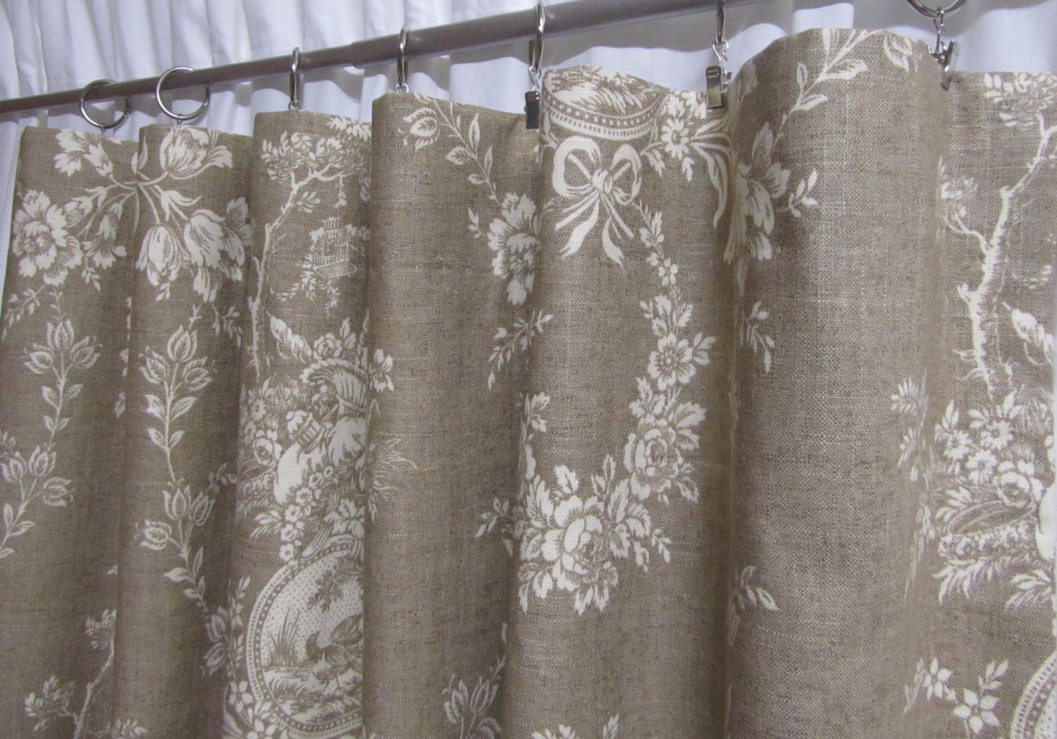 French country curtains neutral toile drapes linen colored