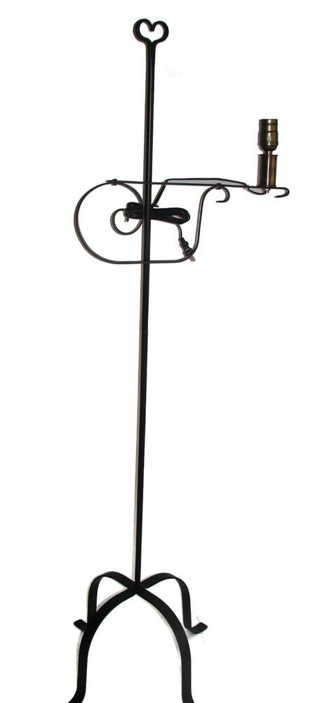 Hand forged black wrought rod iron floor lamp heart usa