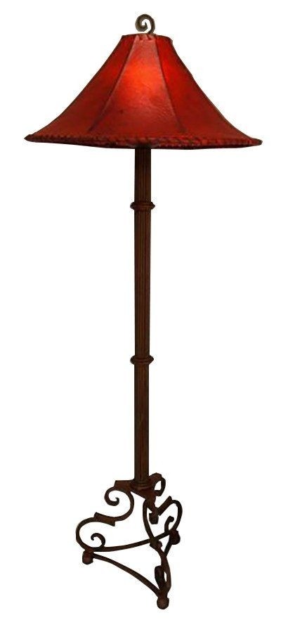 Hand forged wrought iron floor lamp with base scroll work