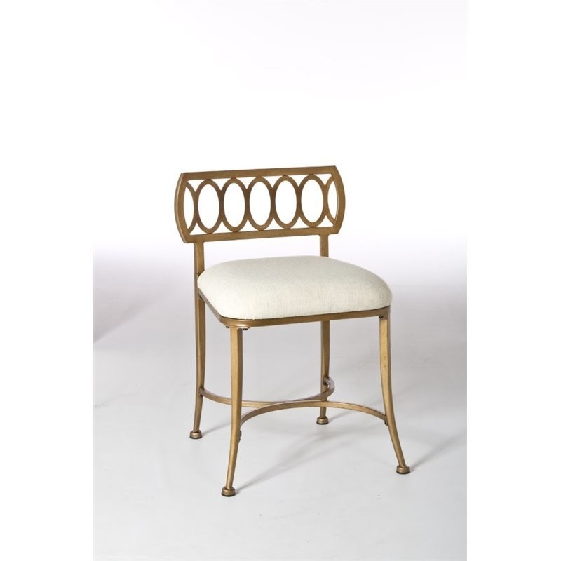 Hillsdale canal street vanity stool in gold bronze 50973