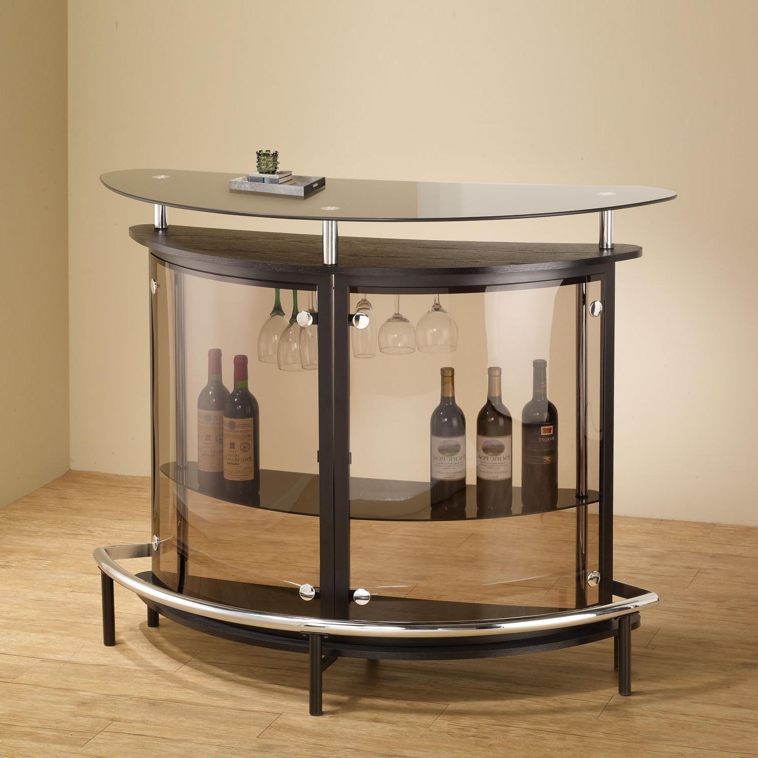 Home mini bar stand table unit footrest tinted glass brown