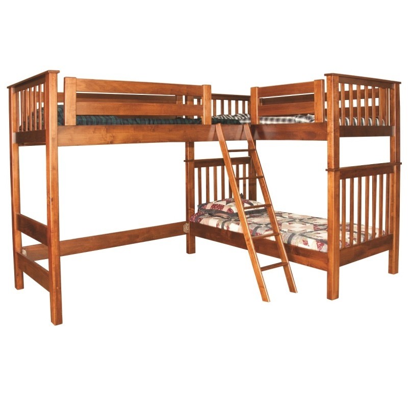 L shaped loft bunk bed amish handcrafted country lane
