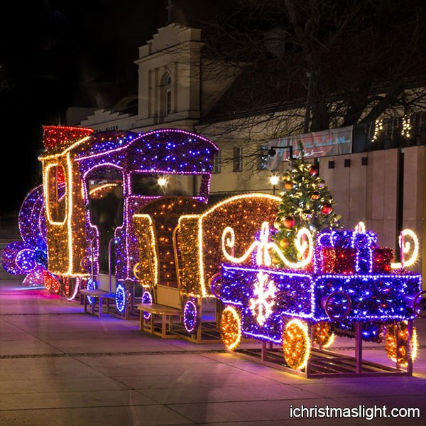 Large outdoor decorative holiday train set ichristmaslight