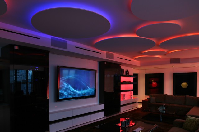 Miami penthouse mancave gameroom led lighting