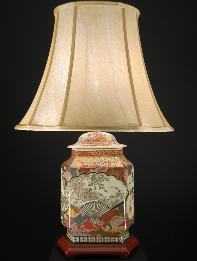 Oriental hexagonal ceramic table lamp wl tl0120 oc18