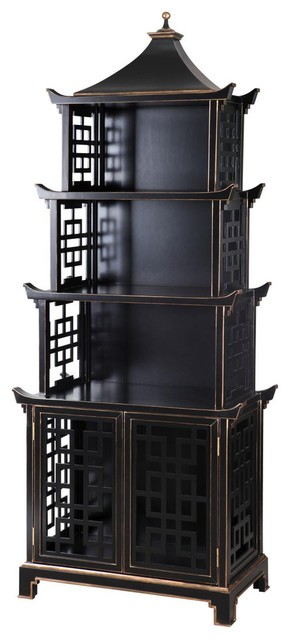Pagoda shelf black asian bookcases by mak home