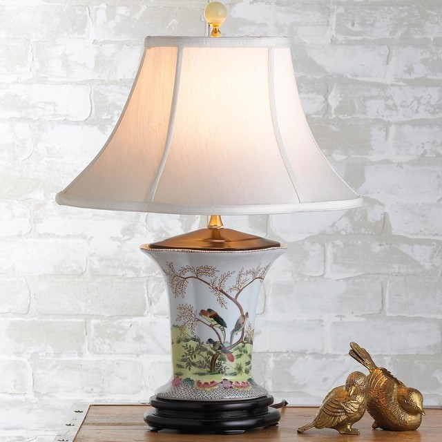 Parrots in tree oriental porcelain mini table lamp lamp