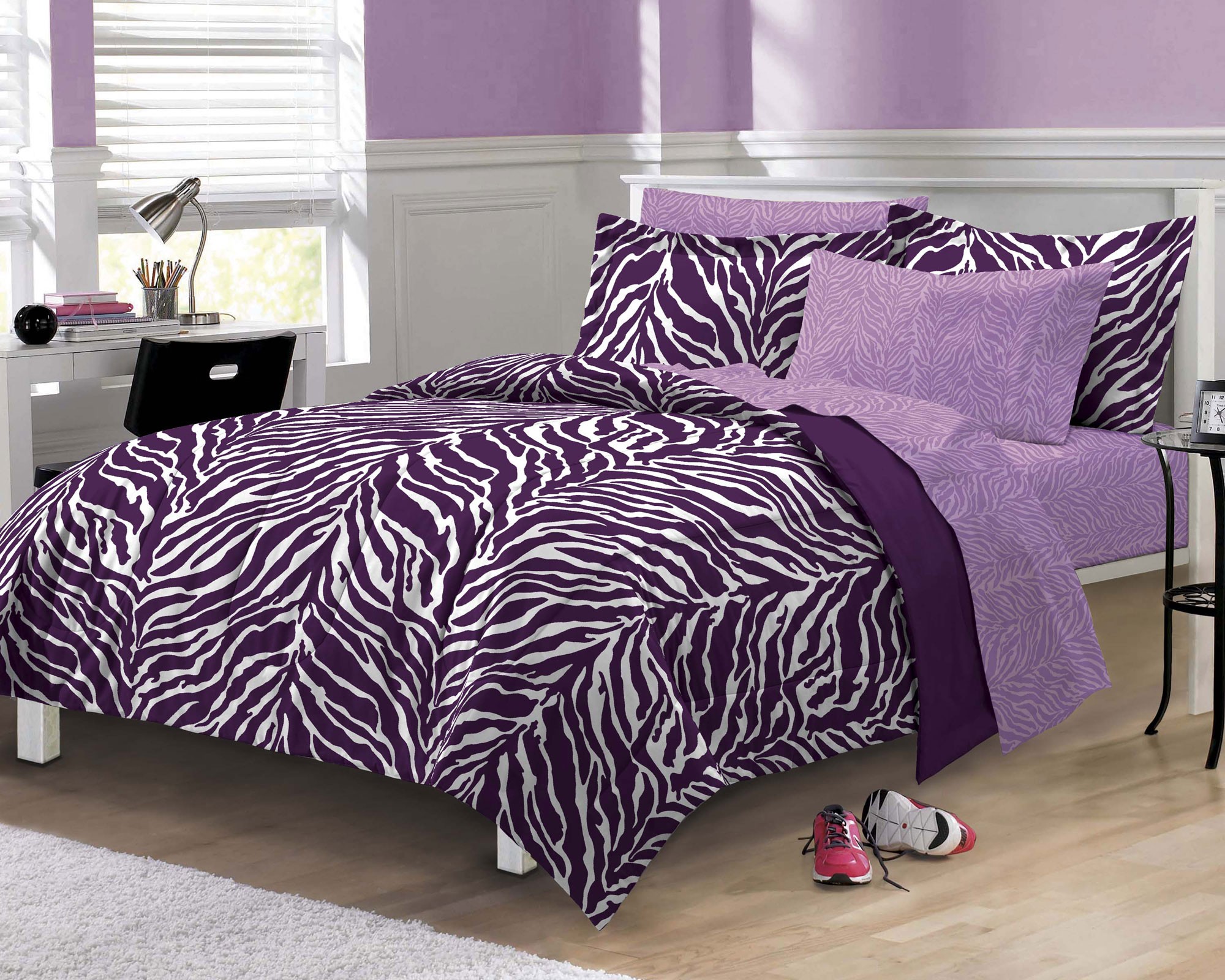 Purple zebra stripe bedding set animal print comforter