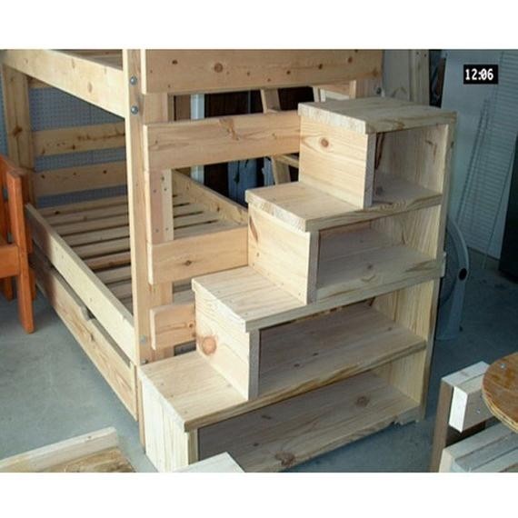 Solid wood custom made stairs for bunk or loft bed