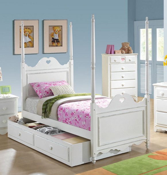 Sweetheart white kids full trundle bed