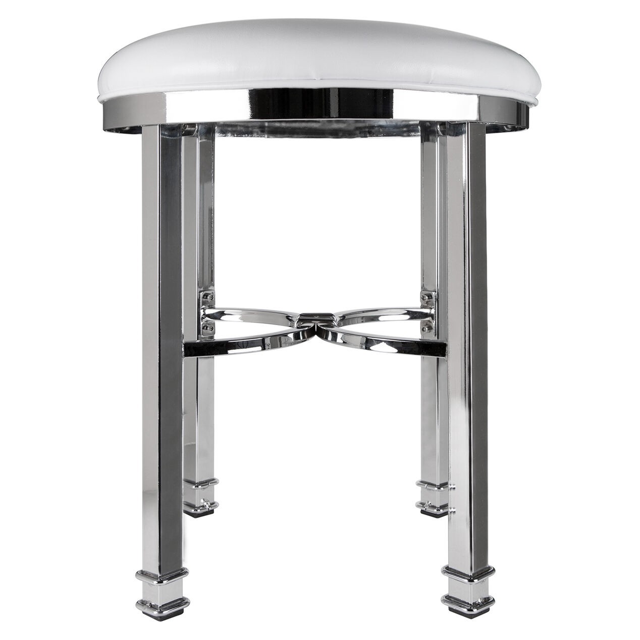 Vanity stool chanel chrome white round at home