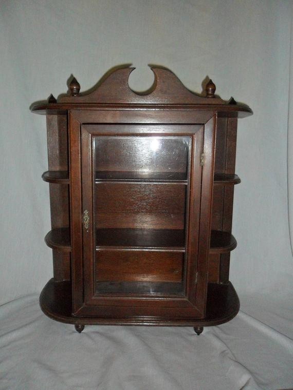 Vintage mahogany wall or table top curio cabinet