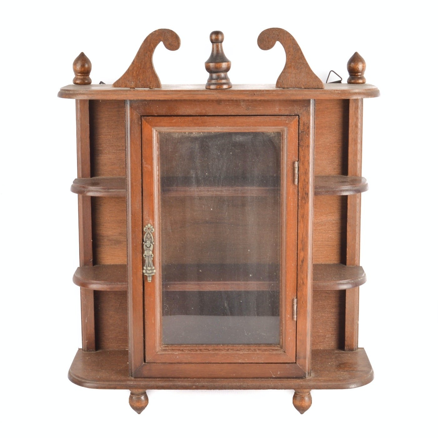 Wall or tabletop curio cabinet with glass door ebth