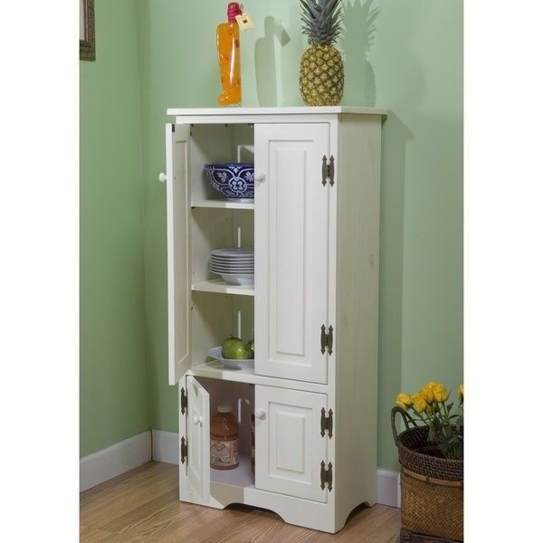 White wooden pantry cabinet kitchen storage organizer tall