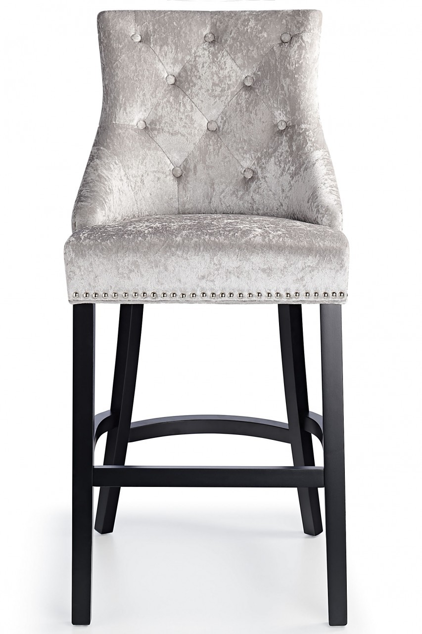 Windsor crushed velvet bar stool silver