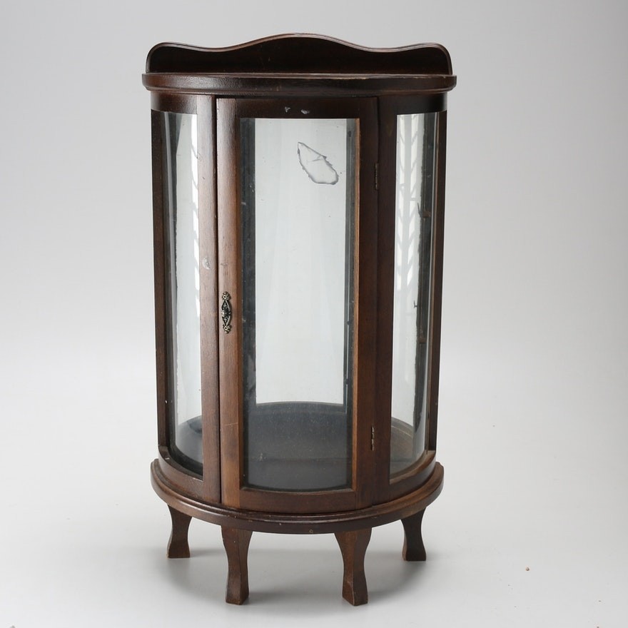 Wood and glass table top curio cabinet ebth