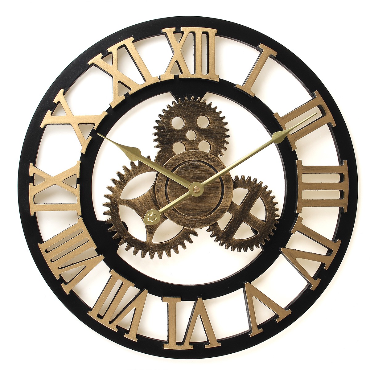 16 inches large 3d gear roman numeral wall clock vintage
