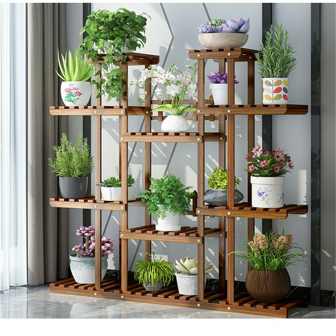 17 pot multi tier wooden plant stand bonsai display flower