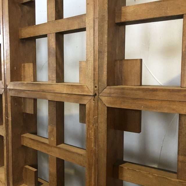 1960s mid century modern solid wood room divider screen 2