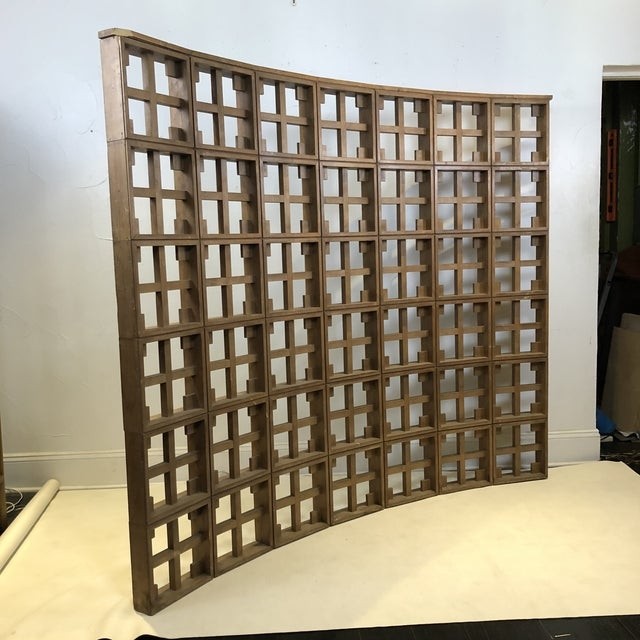 1960s mid century modern solid wood room divider screen 3