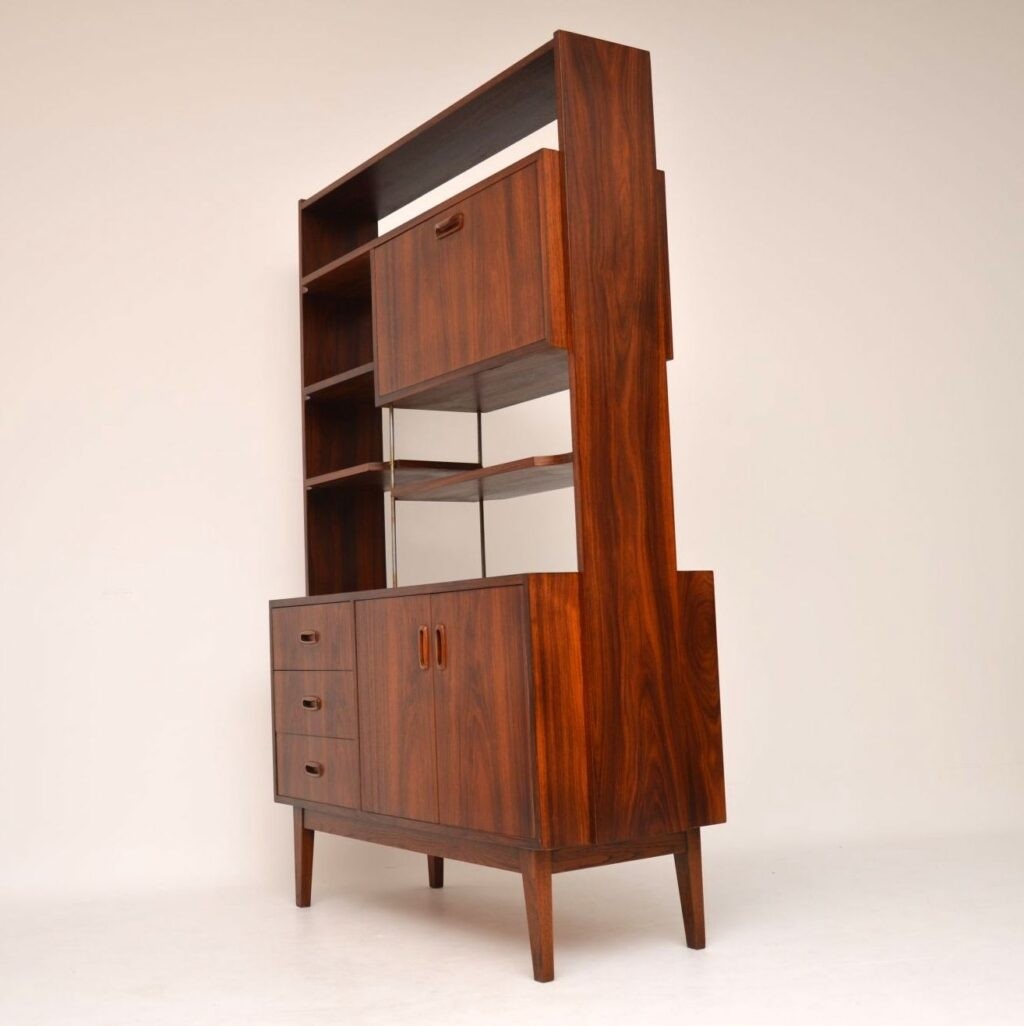 1960s vintage rosewood bookcase room divider cabinet