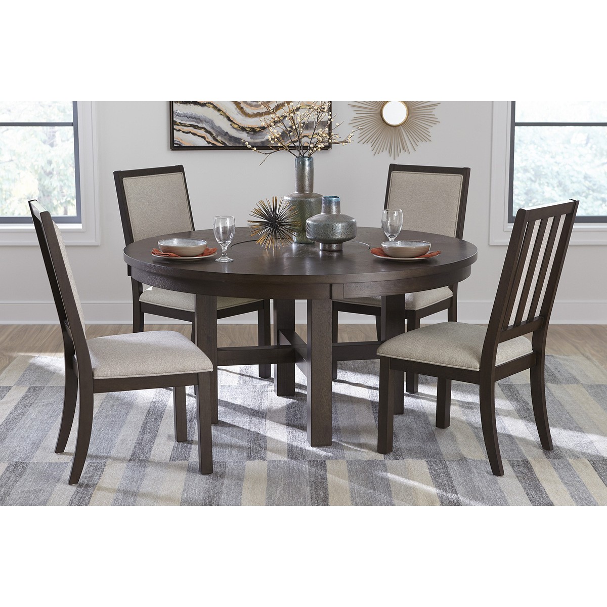 5718 60 round dining table with lazy susan