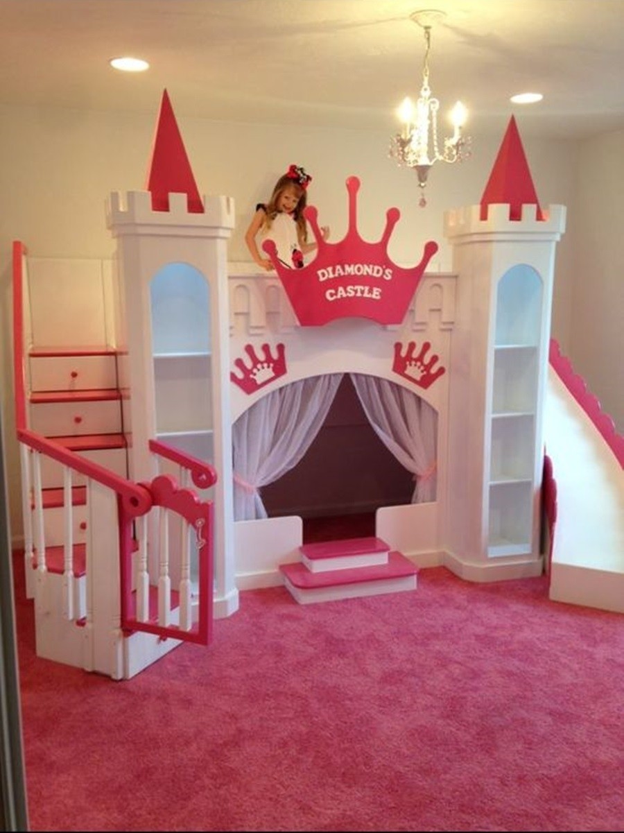 A girls princess castle loft bunk bed pamsheyne kitchen