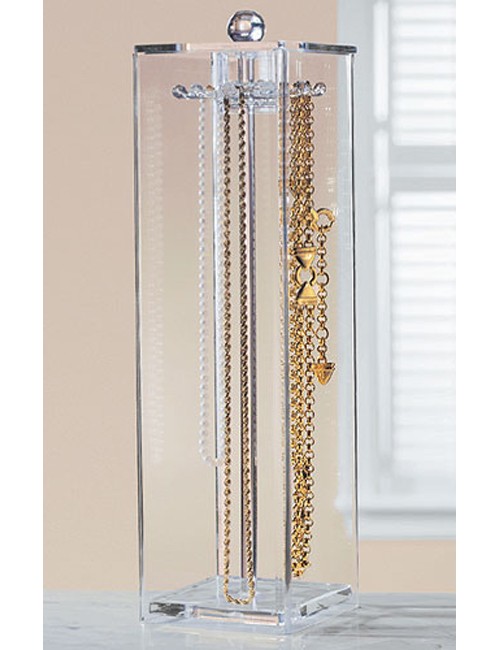 Acrylic necklace holder in jewelry boxes and organizers