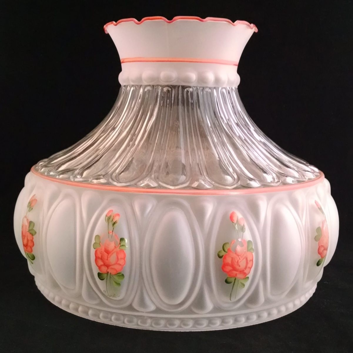 Aladdin lamp pink rose glass shade part m751 imperial
