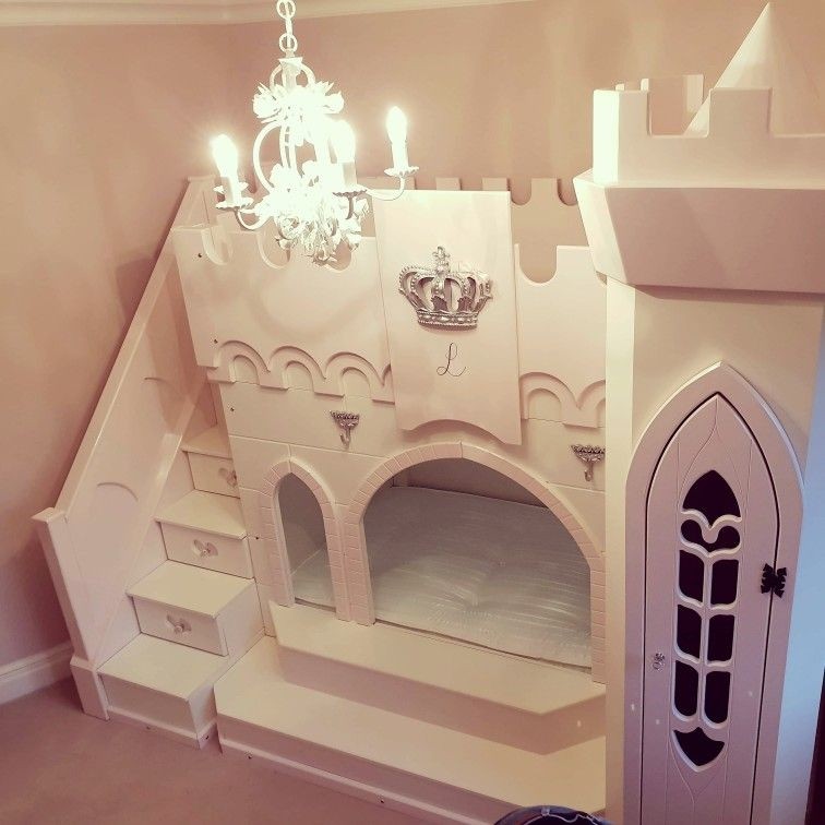 Alexa princess castle with slide small spaces bunk bed
