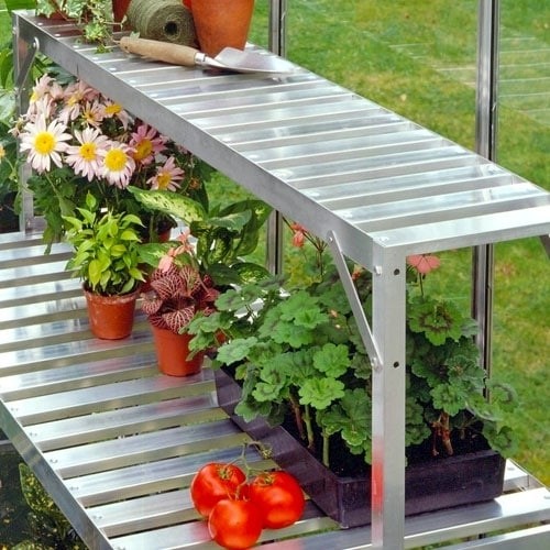 Aluminum greenhouse bench by halls planet natural