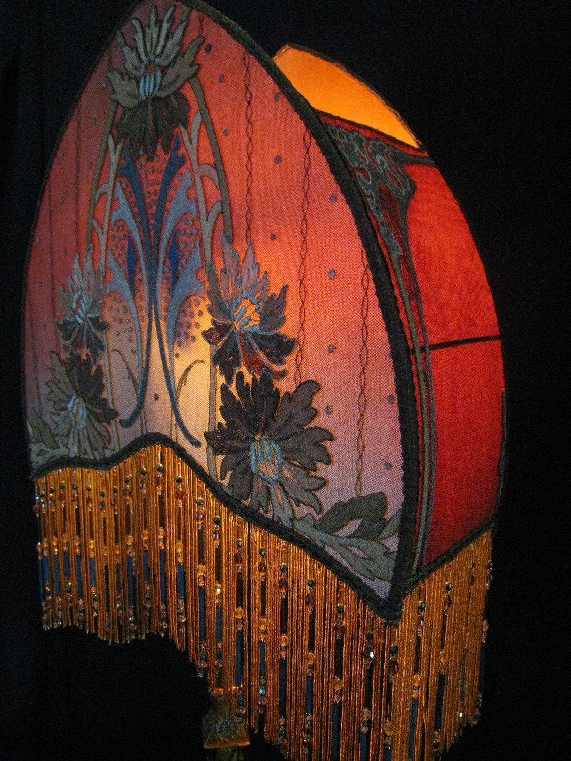 Antique lamp shade arts crafts handmade art deco art