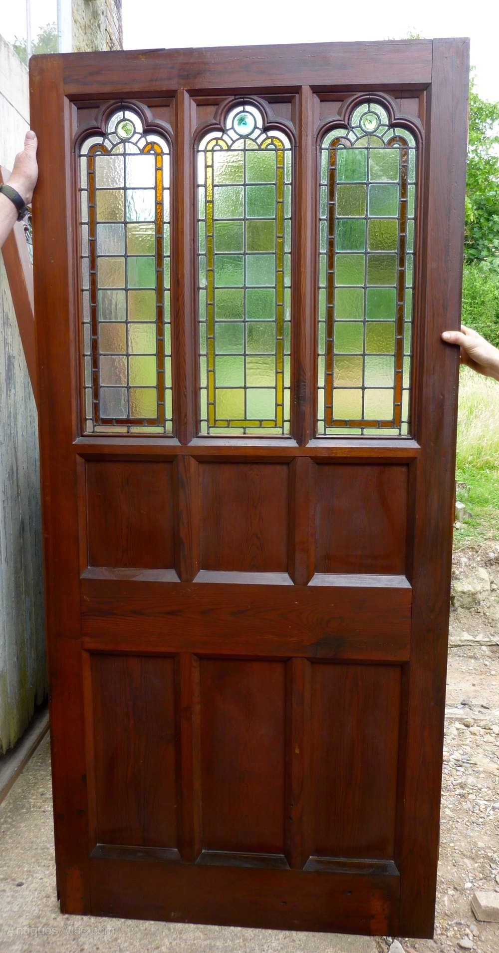 Antiques atlas pine door stained glass room divider