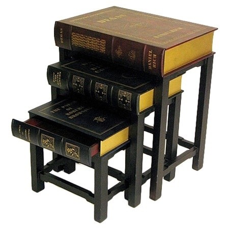 Book style end tables nesting tables book furniture decor