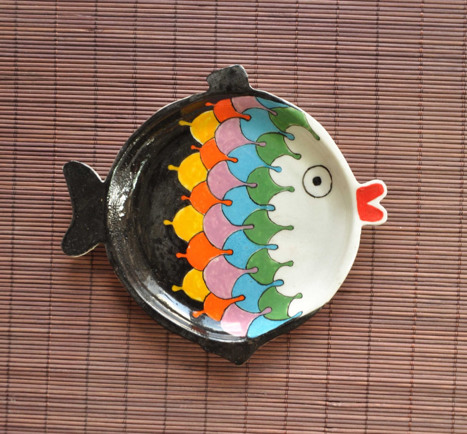 Ceramic fish plate free shipping by studioholozone on etsy
