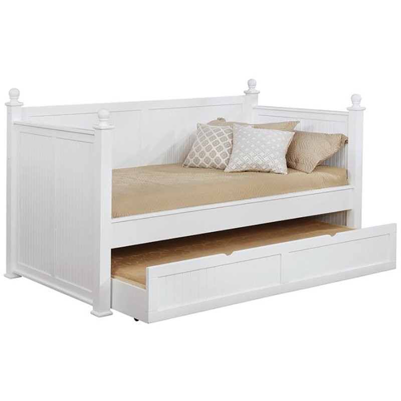 Coaster twin daybed with trundle in white 300026
