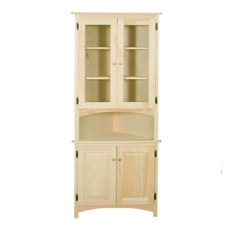 Corner cabinet with raised panel and glass doors