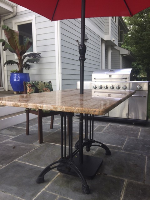 Custom granite patio table with our bruni 2 x 2