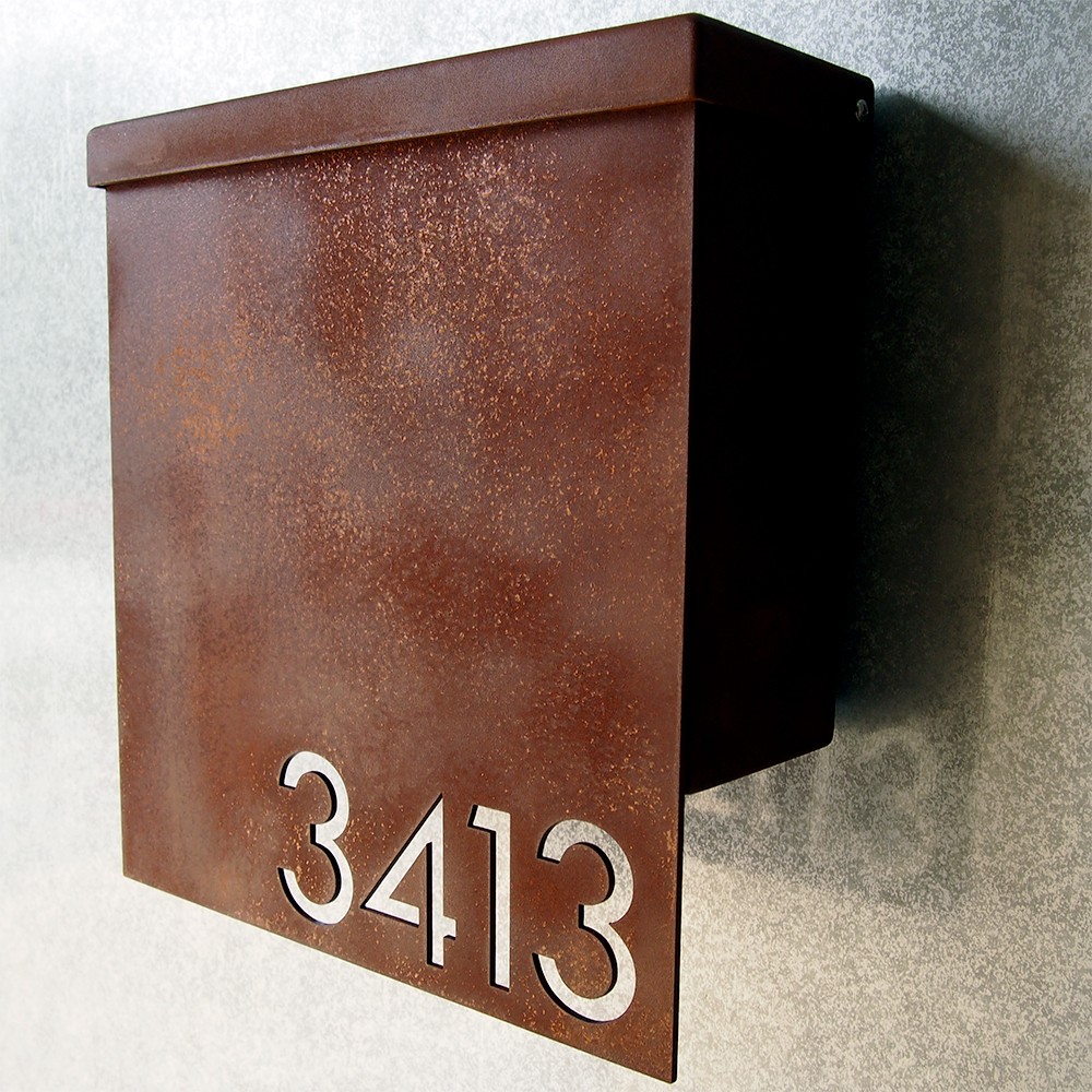 Custom modernist house number mailbox no 1310 drop front