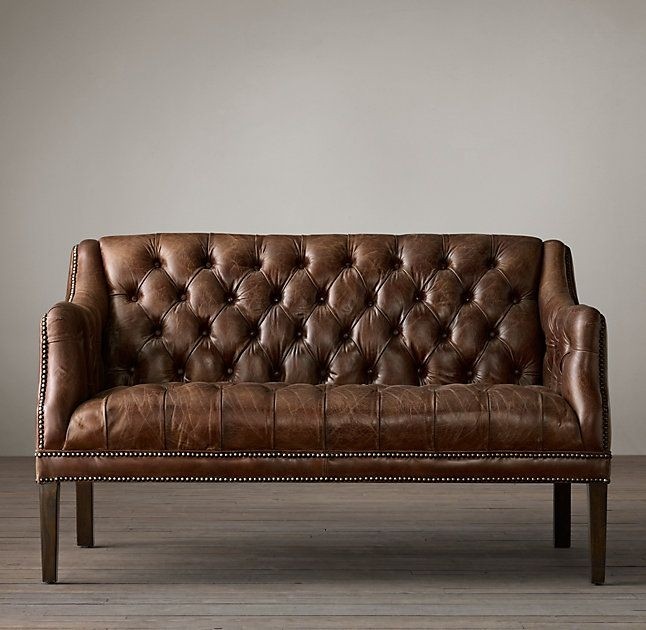 Everett tufted leather settee tufted leather sofa