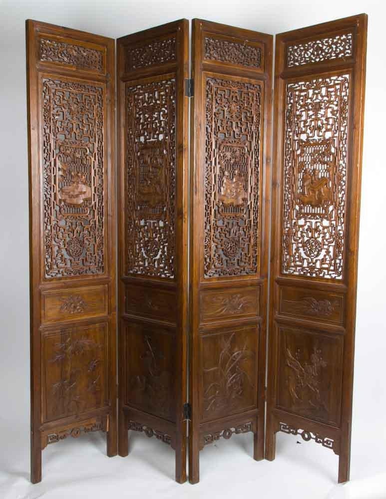Fine asianliving antique room divider brown