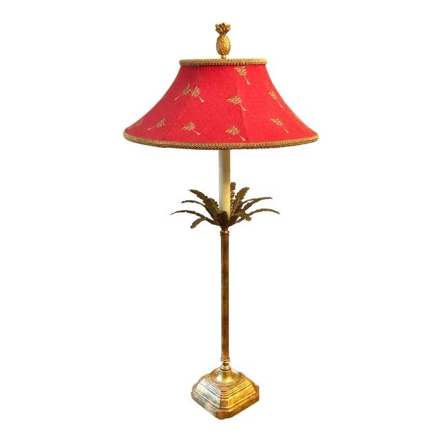 Frederick cooper palm lamp and matching red shade 1990s