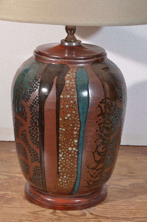 Hand made pottery table lamp for sale at 1stdibs