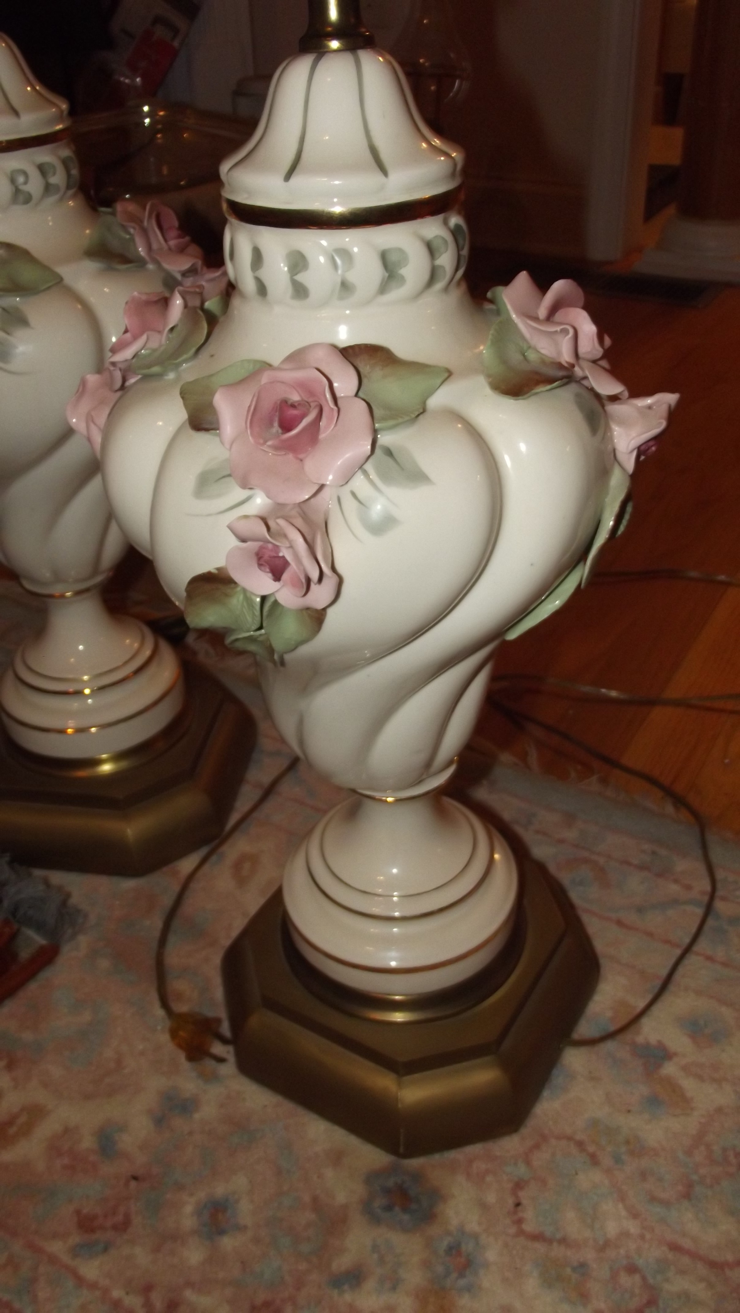 I have a pair of vintage porcelain rose lamps and