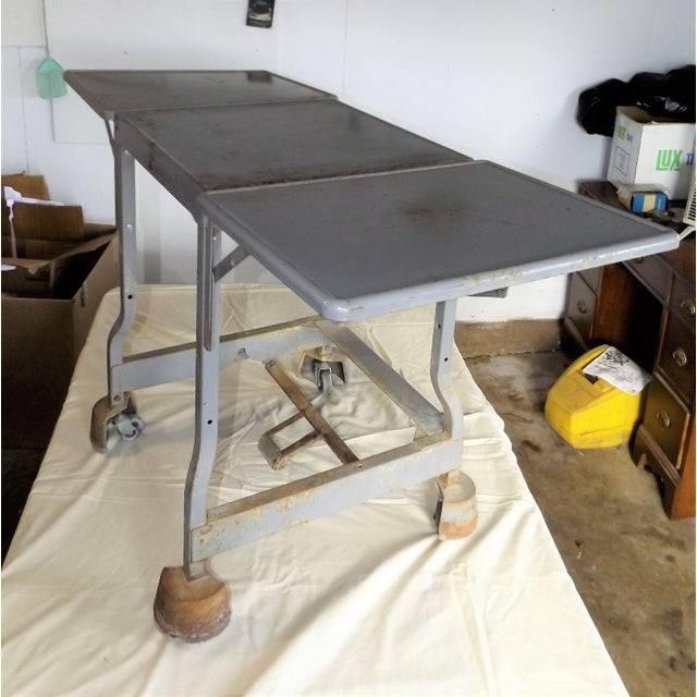 Industrial drop leaf table workbench on locking wheels